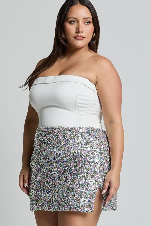 Ingrid Mini Skirt 8211 Sequin Skirt In Rainbow Silver Women Showpo Skirts