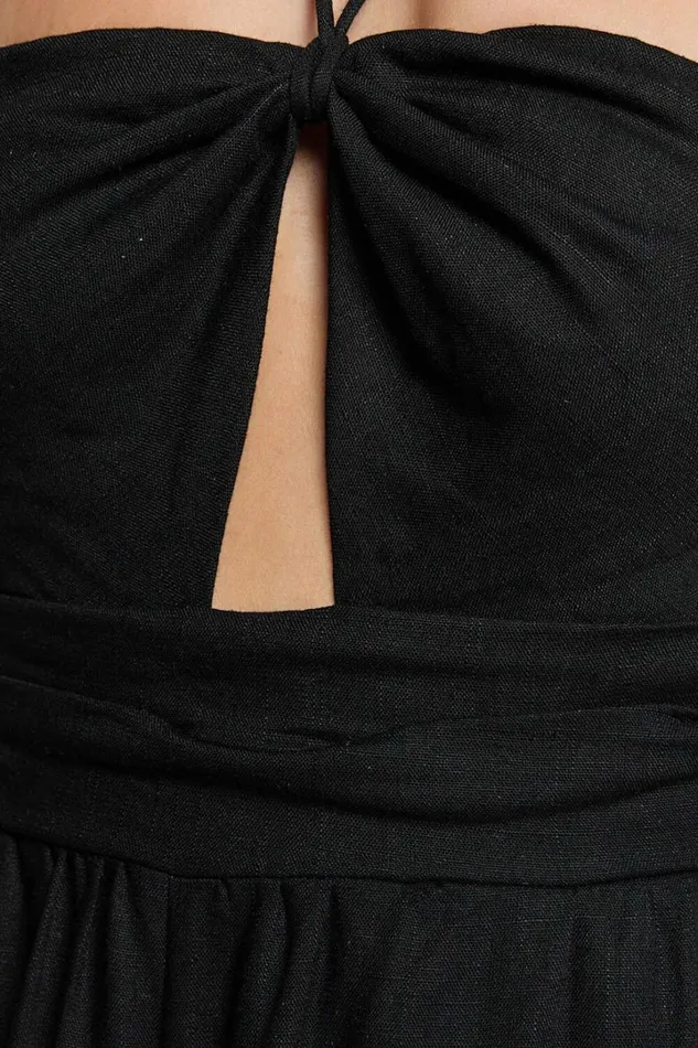 Isla Jumpsuit 8211 Linen Look Halter Neck Jumpsuit In Black Women Showpo Conscious