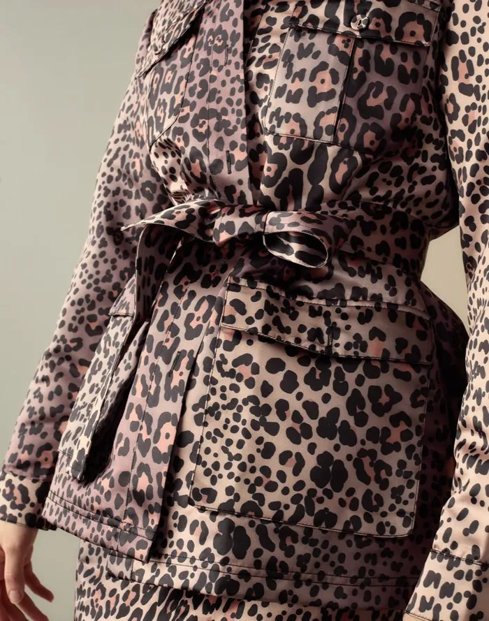 Jackets and Coats Women Cynthia Rowley Leopardess Satin Safari Jacket
