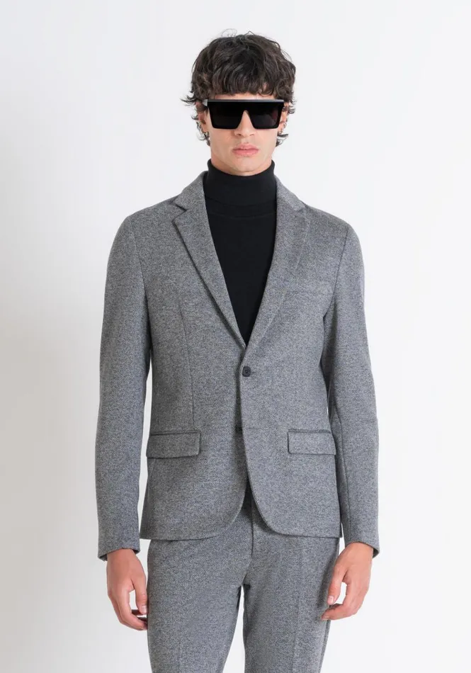 Jackets And Gilet Men Antony Morato Super Slim Fit Grey 034Ashe034 Jacket In Soft Elastic Viscose Medium Gray Melange Jackets And Gilet Men Antony Morato Super Slim Fit Grey 034Ashe034 Jacket In Soft Elastic Viscose Medium Gray Melange