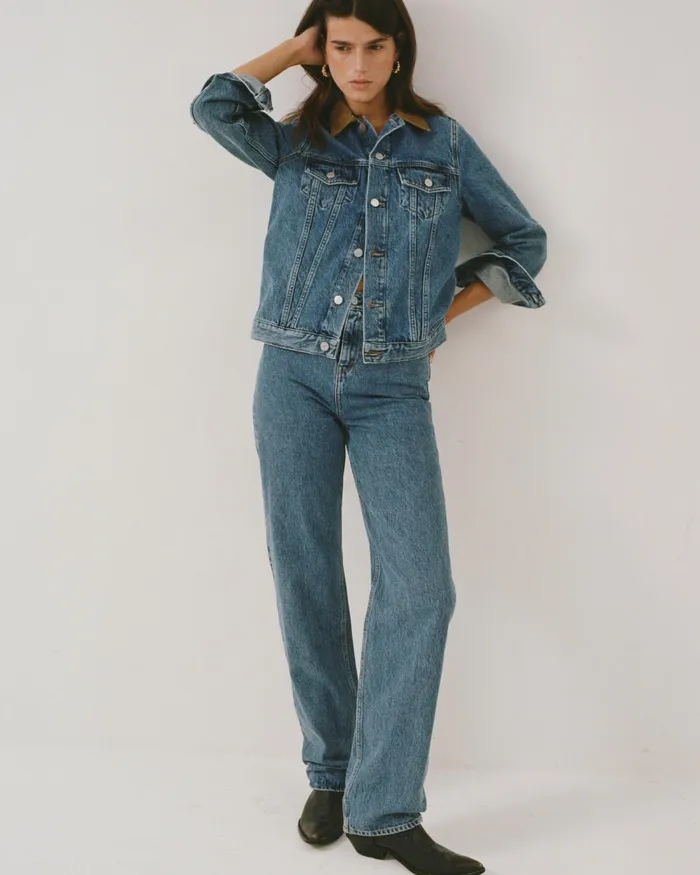 Jackets Women Sporty and Rich Denim Jacket 8211 Medium Blue