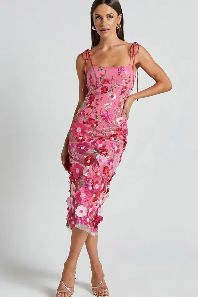 Jamich Midi Dress 8211 Straight Neck Tie Strap Pencil Dress In Magenta Women Showpo Curve Clothes Jamich Midi Dress 8211 Straight Neck Tie Strap Pencil Dress In Magenta Women Showpo Curve Clothes