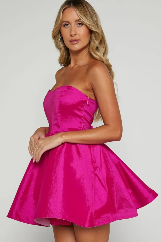 Jayde Mini Dress 8211 Strapless Sweetheart Fit And Flare Dress In Magenta Women Showpo Curve Clothes