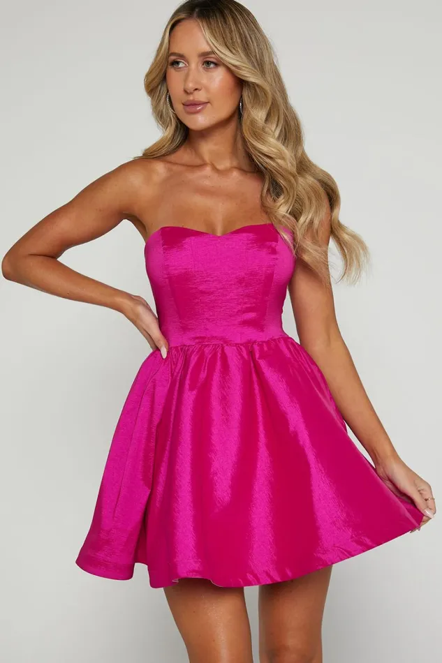 Jayde Mini Dress 8211 Strapless Sweetheart Fit And Flare Dress In Magenta Women Showpo Curve Clothes