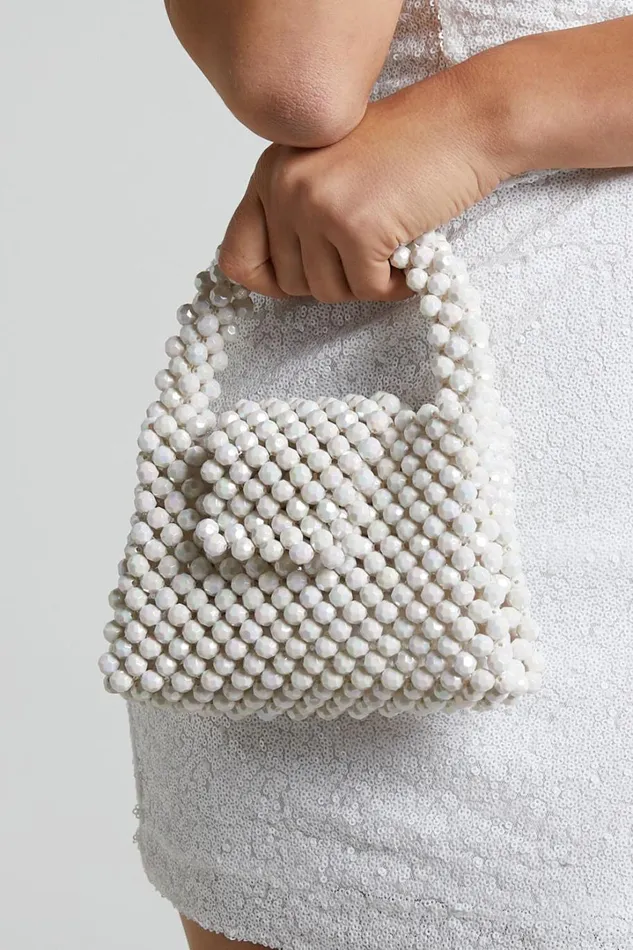 Jaynee Beaded Bag In Pearl Women Showpo Bags