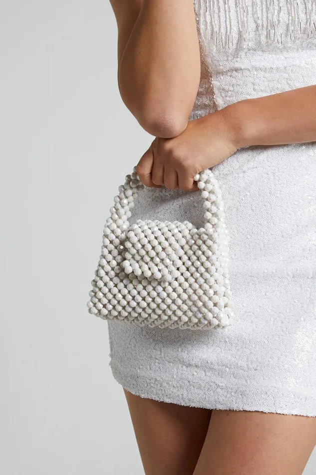 Jaynee Beaded Bag In Pearl Women Showpo Bags