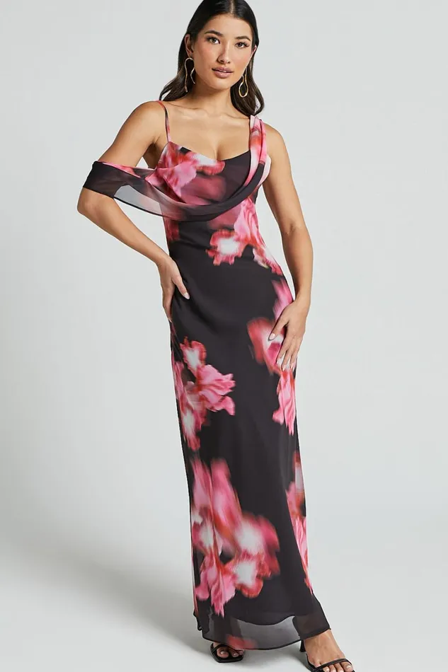 Jeanie Maxi Dress 8211 Cowl Neck One Shoulder Slip Dress In Daze Print Women Showpo Dresses Jeanie Maxi Dress 8211 Cowl Neck One Shoulder Slip Dress In Daze Print Women Showpo Dresses