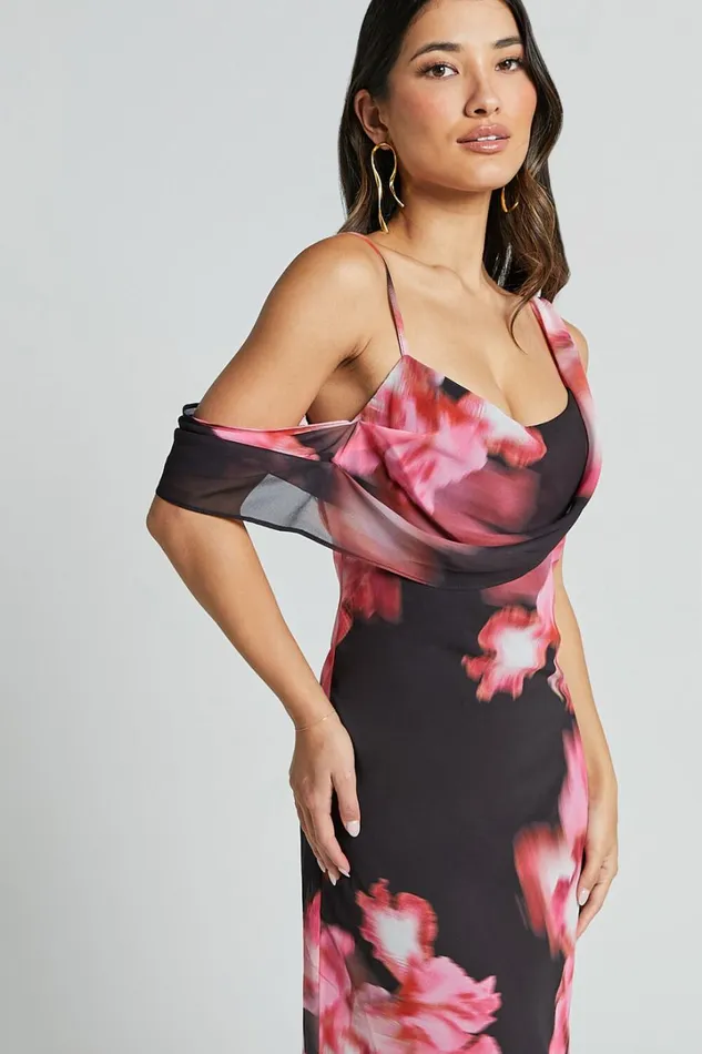 Jeanie Maxi Dress 8211 Cowl Neck One Shoulder Slip Dress In Daze Print Women Showpo Dresses