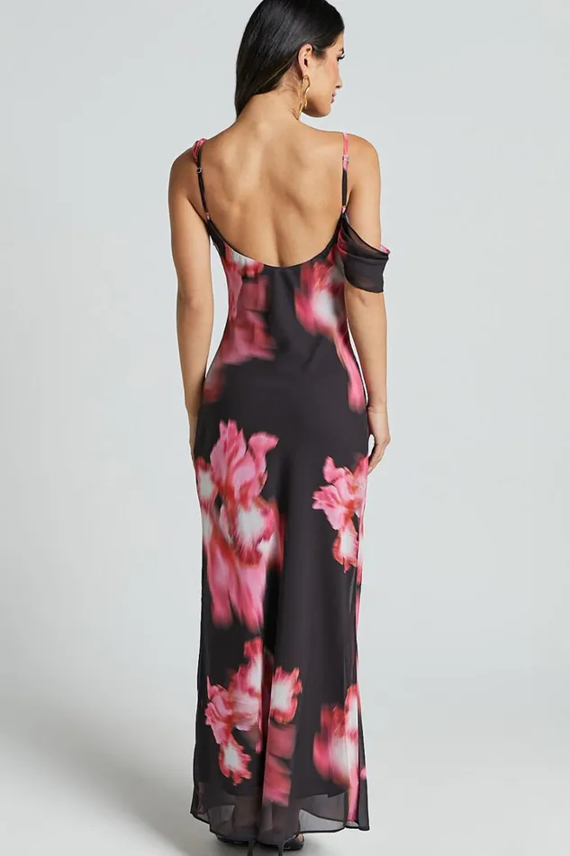 Jeanie Maxi Dress 8211 Cowl Neck One Shoulder Slip Dress In Daze Print Women Showpo Dresses