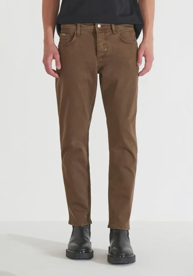 Jeans Men Antony Morato Argon Slim Fit Ankle Length Jeans In Vintage Coloured Denim Dark Tobacco Jeans Men Antony Morato Argon Slim Fit Ankle Length Jeans In Vintage Coloured Denim Dark Tobacco