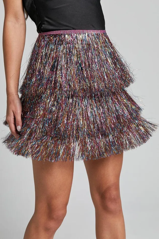 Jenalyn Skort 8211 Fringe Layered Skort In Multi Women Showpo Shorts