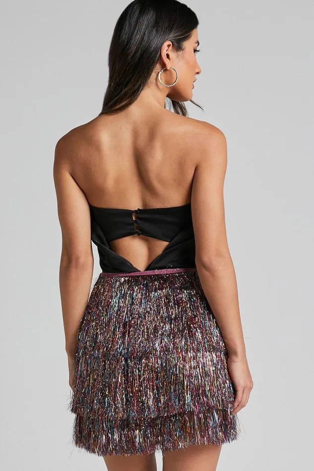 Jenalyn Skort 8211 Fringe Layered Skort In Multi Women Showpo Shorts