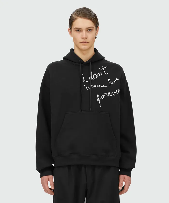 Jersey Sweatshirt With 034I Don039t Wanna Live Forever034 Embroidery Men MSGM Hoodies And Sweatshirts
