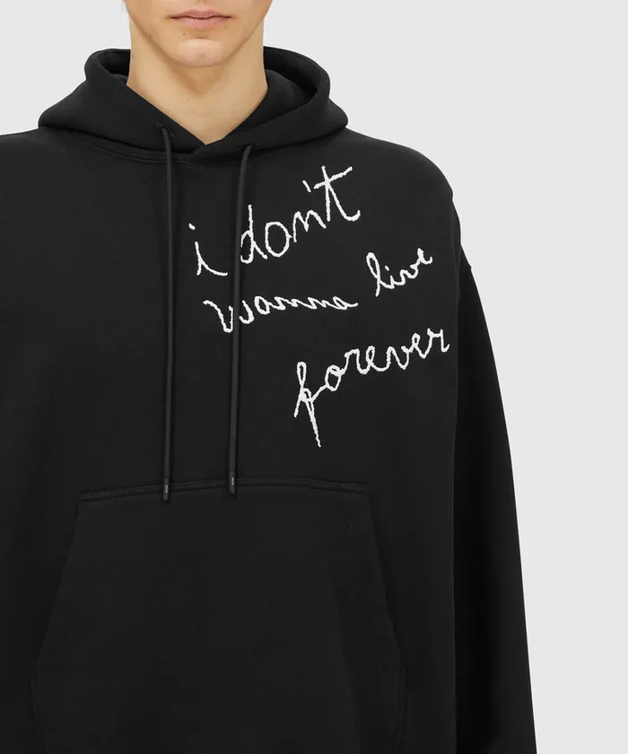 Jersey Sweatshirt With 034I Don039t Wanna Live Forever034 Embroidery Men MSGM Hoodies And Sweatshirts