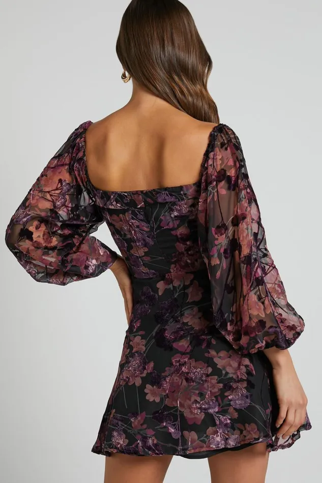 Jessell Mini Dress 8211 Long Sleeve Cowl Corset Dress In Burnt Out Floral Women Showpo Curve Clothes Jessell Mini Dress 8211 Long Sleeve Cowl Corset Dress In Burnt Out Floral Women Showpo Curve Clothes