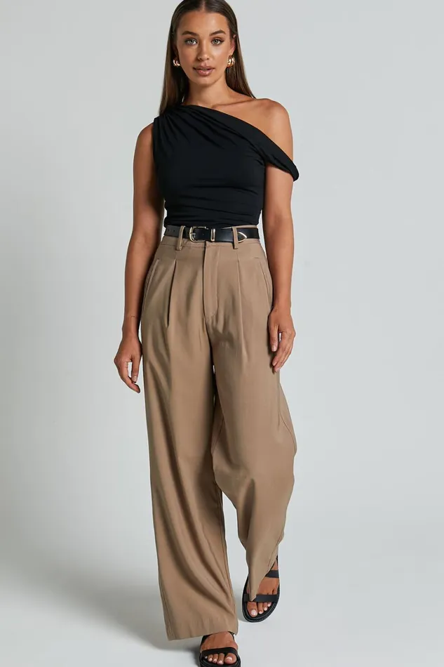 Jialeen Top 8211 Off Shoulder Twist Asymmetrical Sleeve Top In Black Women Showpo Tops