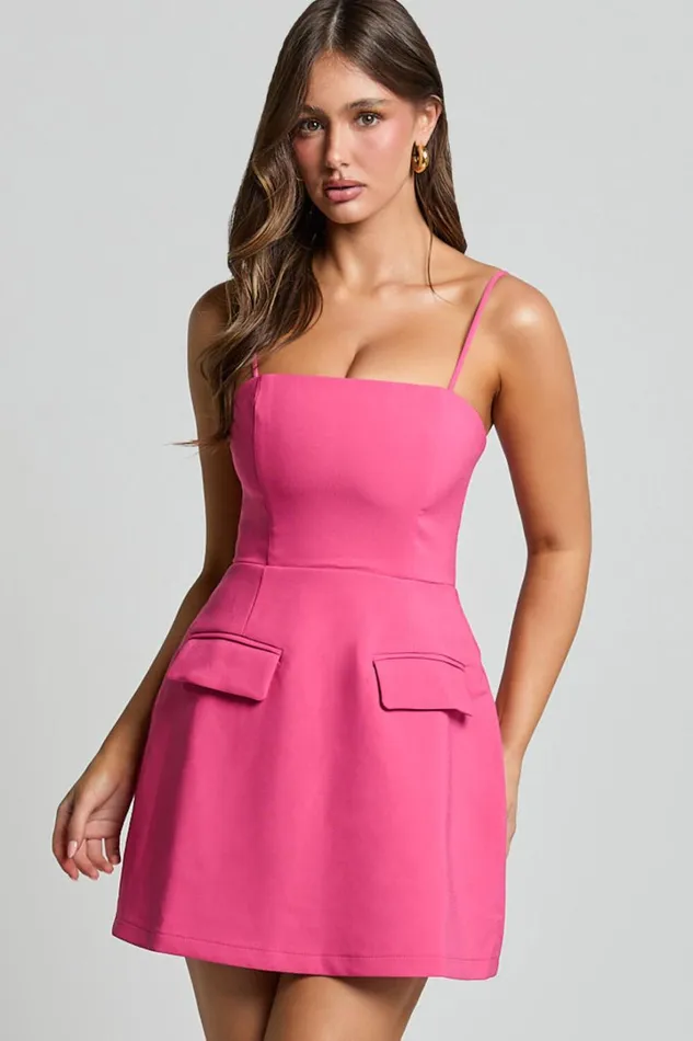 Katia Mini Dress 8211 Strappy Corset A Line Dress In Pink Women Showpo Dresses