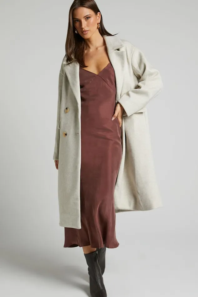 Kaya Midi Dress 8211 Cupro Slip Dress In Chocolate Women Showpo Dresses