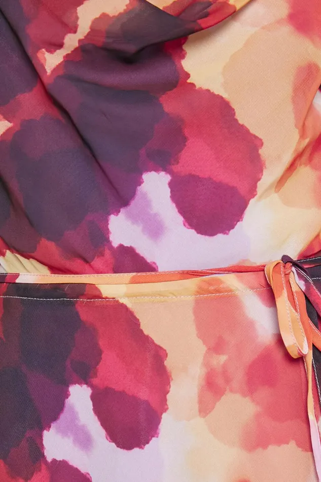 Keira Midi Dress 8211 Draped Off The Shoulder Dress In Watercolour Floral Women Showpo Dresses