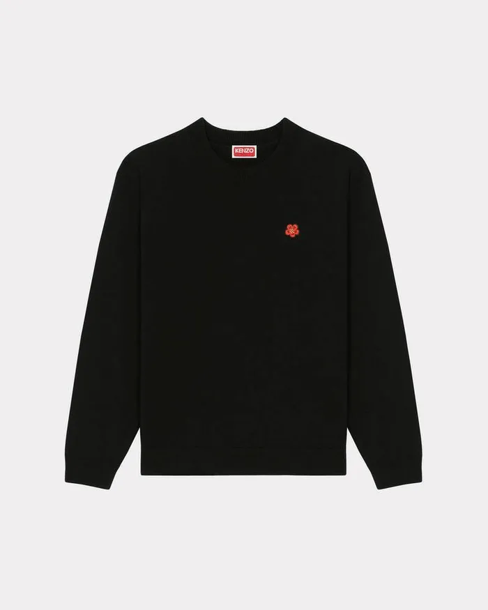 Kenzo Knitwear Men 039Boke Flower039 Embroidered Jumper Black