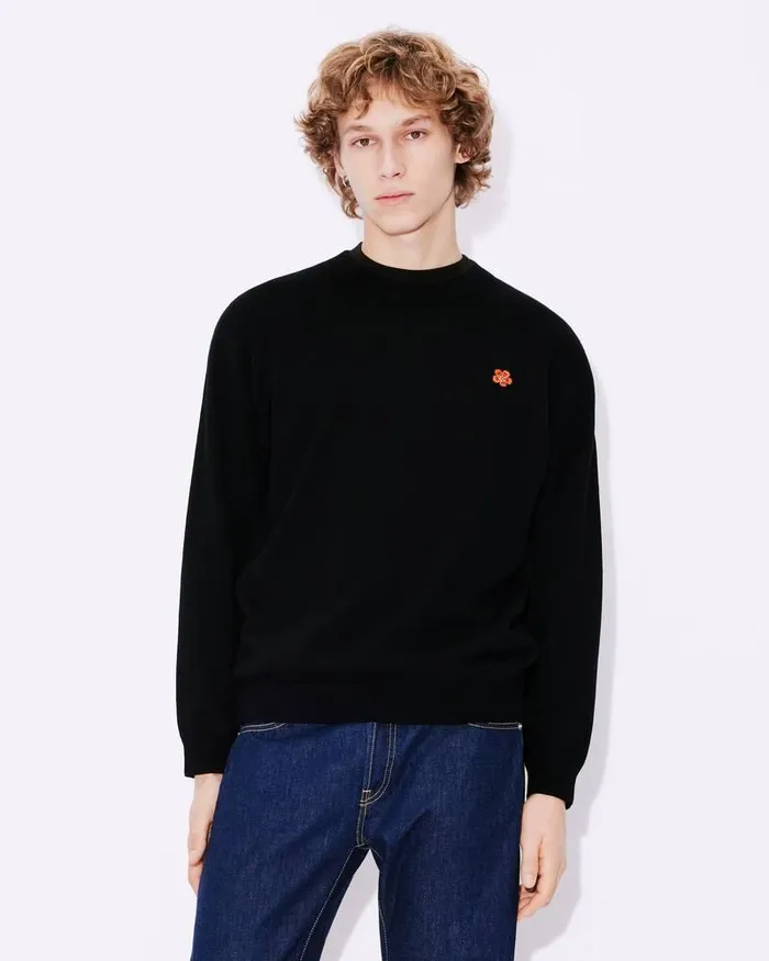 Kenzo Knitwear Men 039Boke Flower039 Embroidered Jumper Black