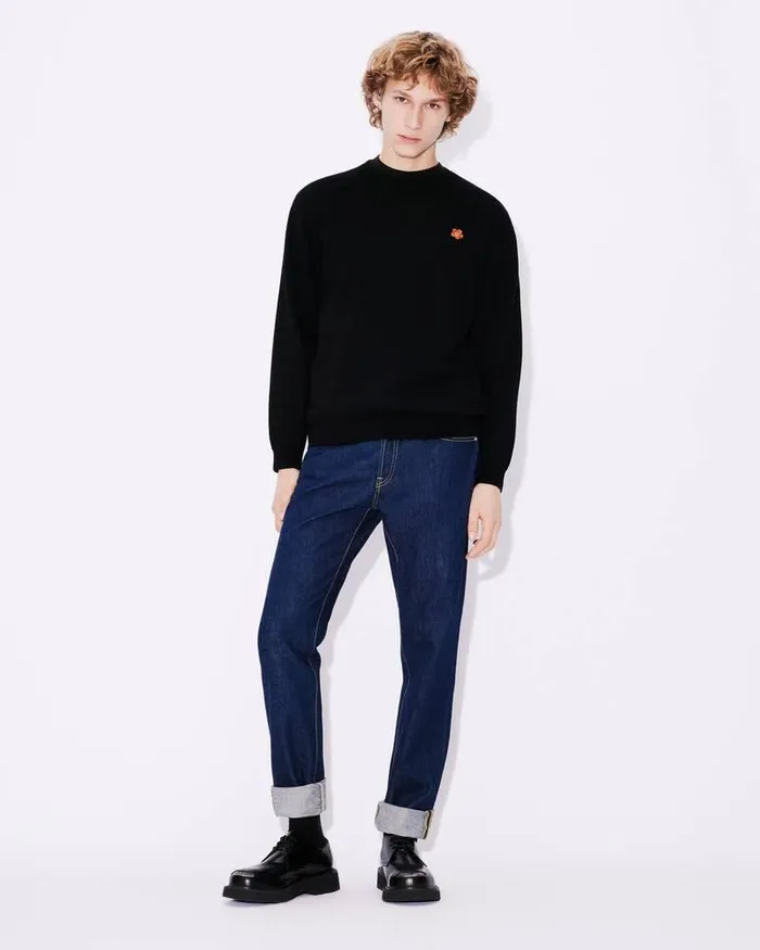 Kenzo Knitwear Men 039Boke Flower039 Embroidered Jumper Black