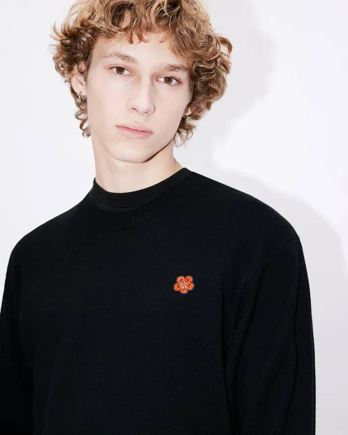 Kenzo Knitwear Men 039Boke Flower039 Embroidered Jumper Black