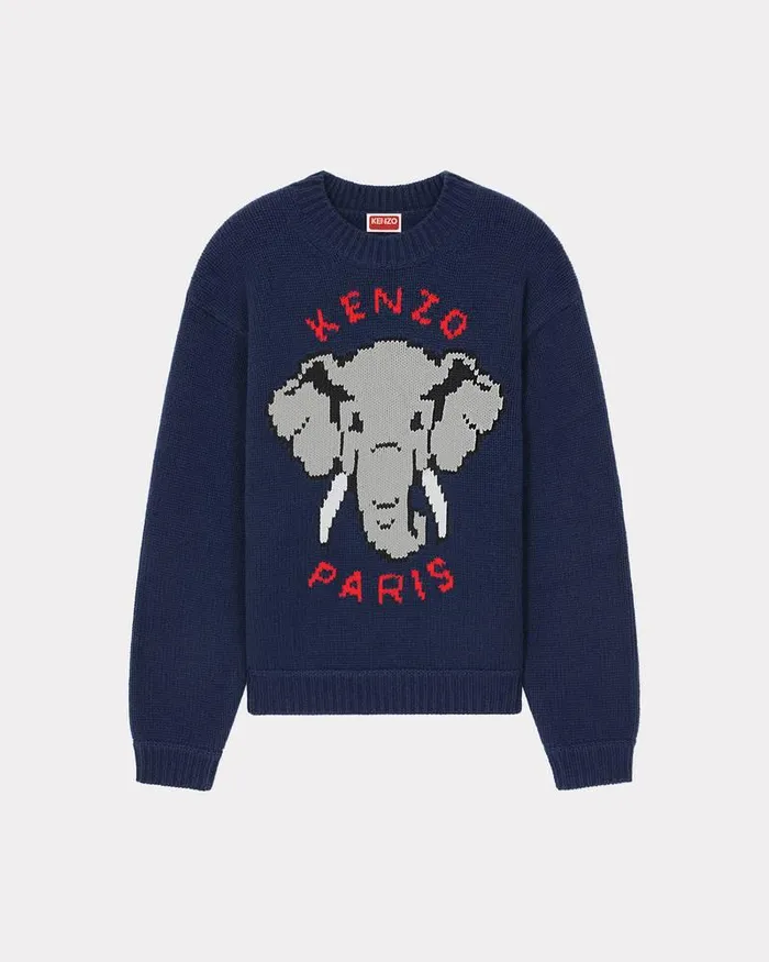 Kenzo Knitwear Women Elephant039 Wool Jumper Midnight Blue