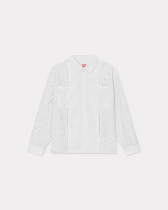 Kenzo Shirts And Tops Women Boke Flower Broderie Anglaise039 Oversized Shirt Off White