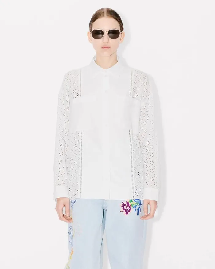 Kenzo Shirts And Tops Women Boke Flower Broderie Anglaise039 Oversized Shirt Off White