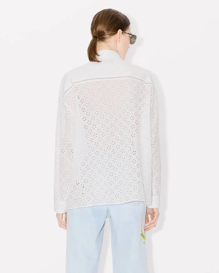 Kenzo Shirts And Tops Women Boke Flower Broderie Anglaise039 Oversized Shirt Off White
