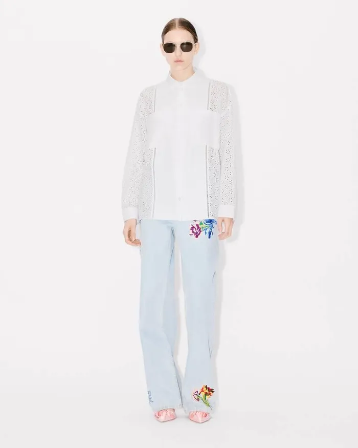 Kenzo Shirts And Tops Women Boke Flower Broderie Anglaise039 Oversized Shirt Off White