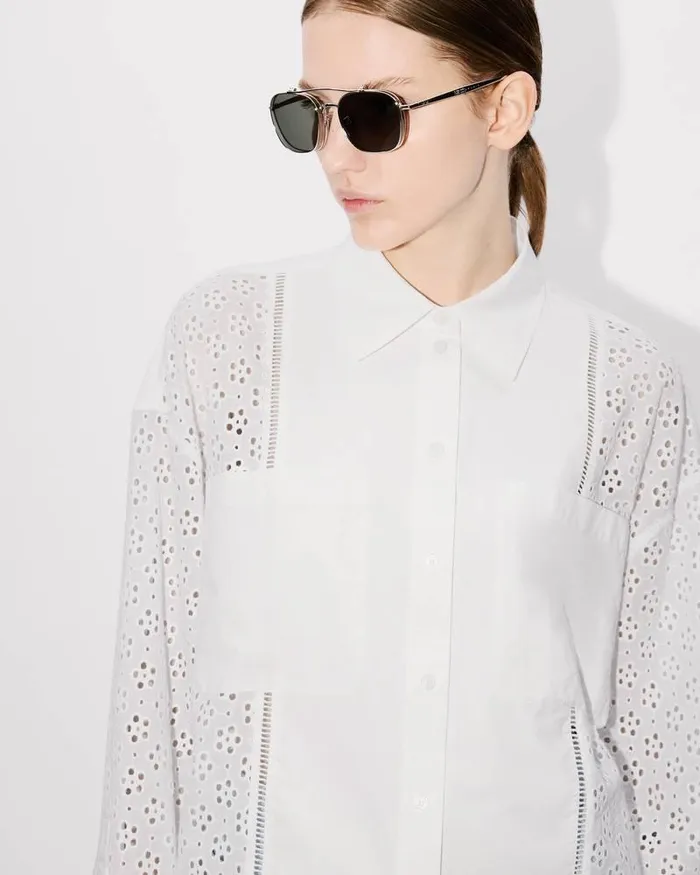 Kenzo Shirts And Tops Women Boke Flower Broderie Anglaise039 Oversized Shirt Off White