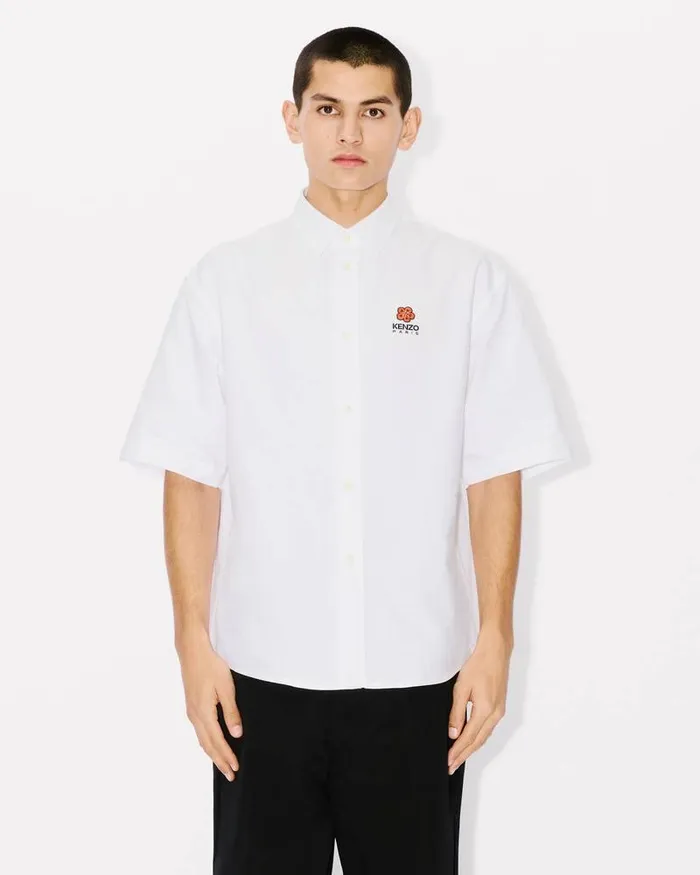 Kenzo Shirts Men Casual 039Boke Flower Crest039 Shirt White