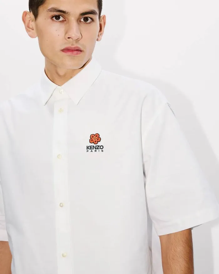 Kenzo Shirts Men Casual 039Boke Flower Crest039 Shirt White