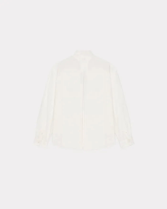 Kenzo Shirts Men Elephant039 Casual Shirt Off White