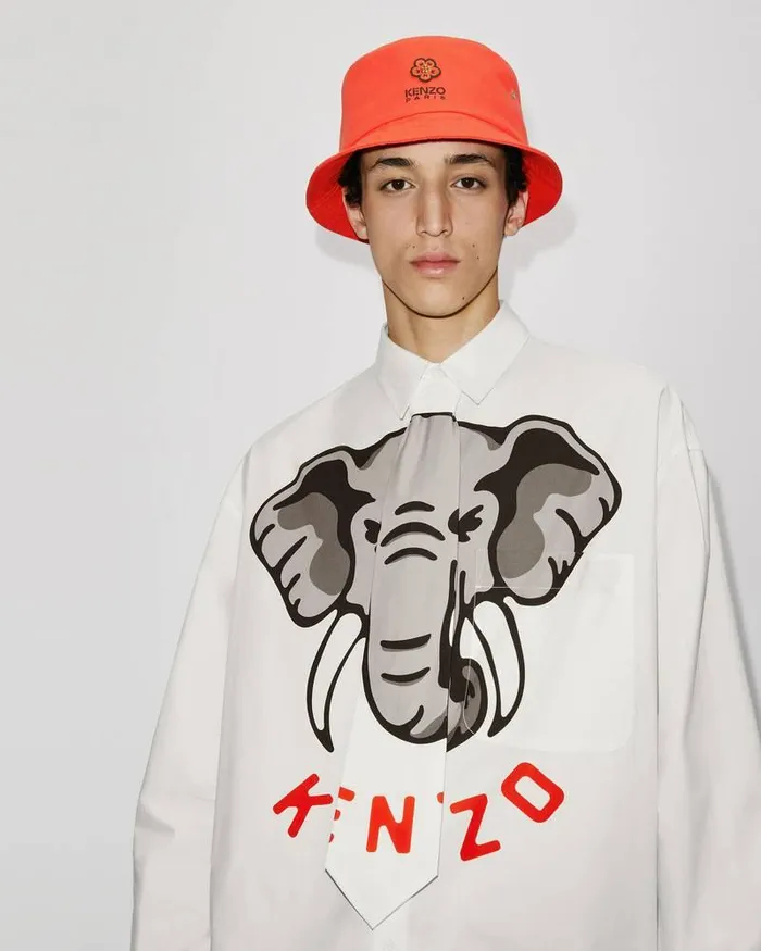 Kenzo Shirts Men Elephant039 Casual Shirt Off White