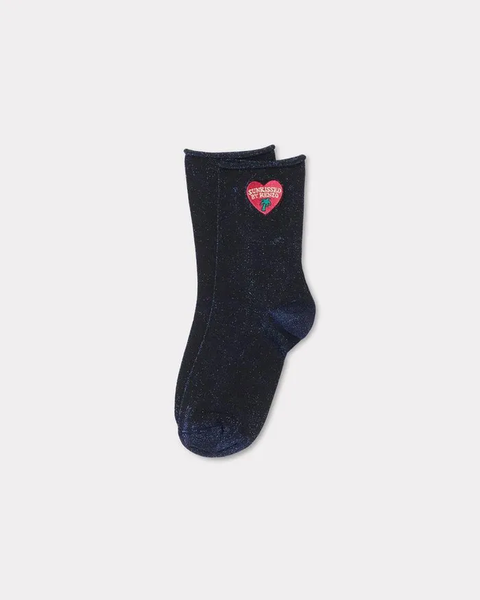 Kenzo Socks MenWomen Stamp039 Cotton And Metallic Fibre Socks Electric Blue