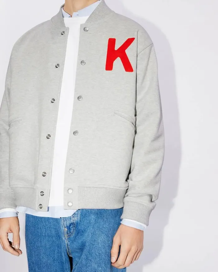 Kenzo Sweatshirts And Hoodies MenWomen Lucky Tiger Varsity039 Embroidered Genderless Bomber Jacket Pale Grey