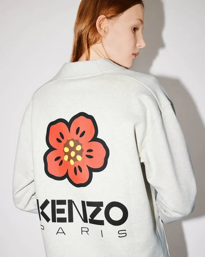 Kenzo Sweatshirts And Hoodies Women 039Boke Flower039 Cardigan Pale Grey