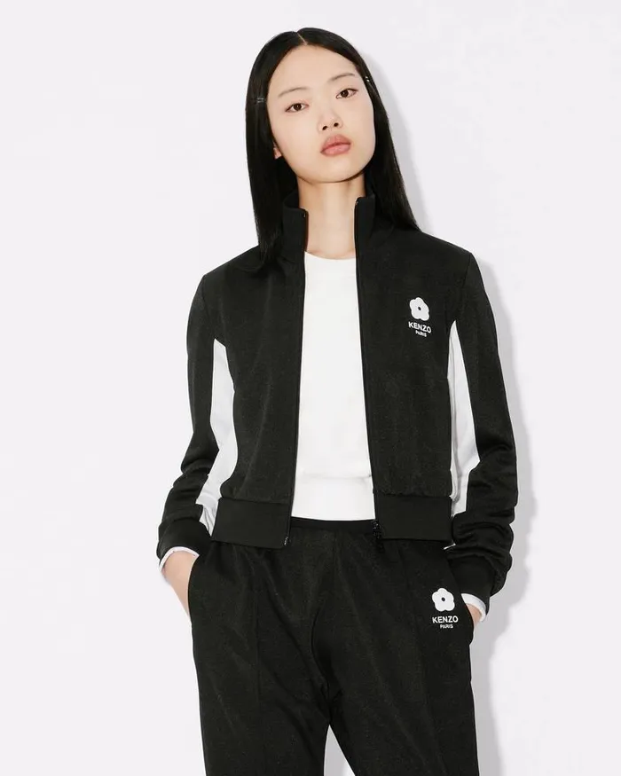Kenzo Sweatshirts And Hoodies Women 039Boke Flower 20039 Embroidered Fitted Tracksuit Top Black