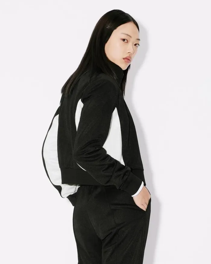 Kenzo Sweatshirts And Hoodies Women 039Boke Flower 20039 Embroidered Fitted Tracksuit Top Black