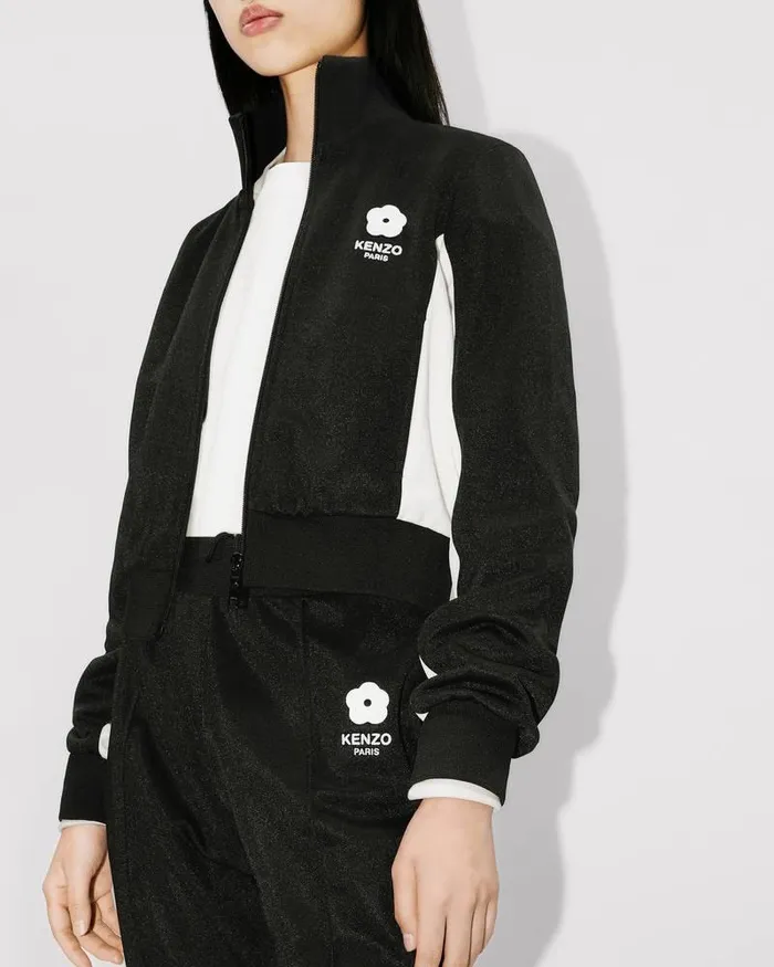 Kenzo Sweatshirts And Hoodies Women 039Boke Flower 20039 Embroidered Fitted Tracksuit Top Black