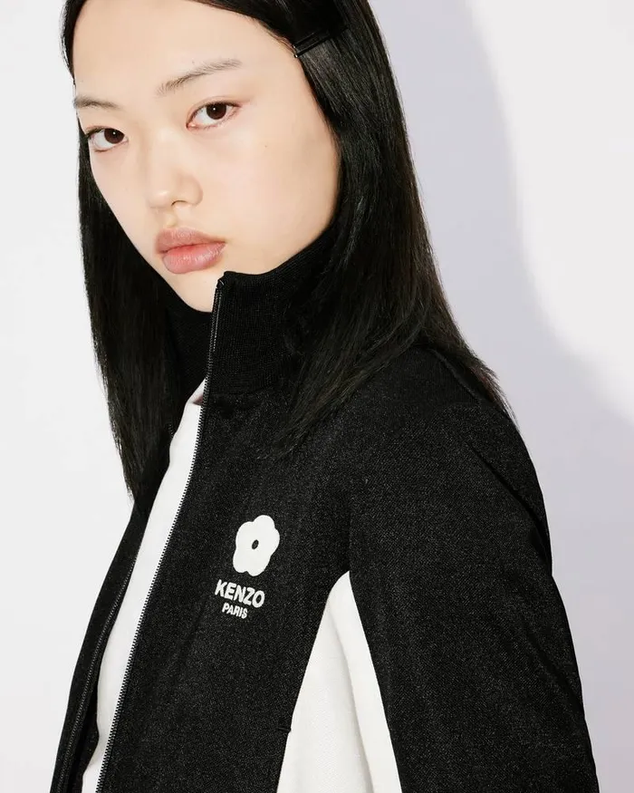 Kenzo Sweatshirts And Hoodies Women 039Boke Flower 20039 Embroidered Fitted Tracksuit Top Black