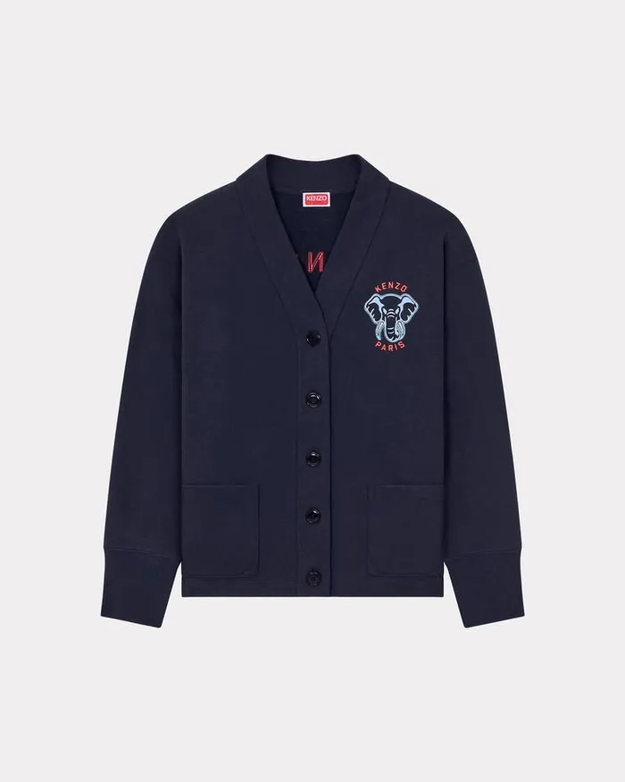 Kenzo Sweatshirts And Hoodies Women Elephant039 Embroidered Cardigan Midnight Blue