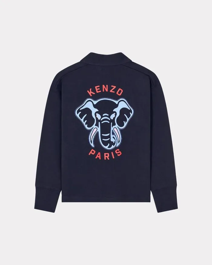 Kenzo Sweatshirts And Hoodies Women Elephant039 Embroidered Cardigan Midnight Blue