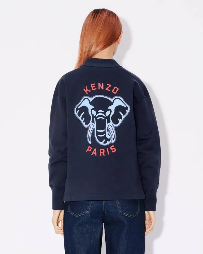 Kenzo Sweatshirts And Hoodies Women Elephant039 Embroidered Cardigan Midnight Blue