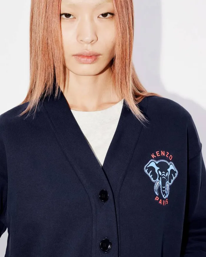 Kenzo Sweatshirts And Hoodies Women Elephant039 Embroidered Cardigan Midnight Blue