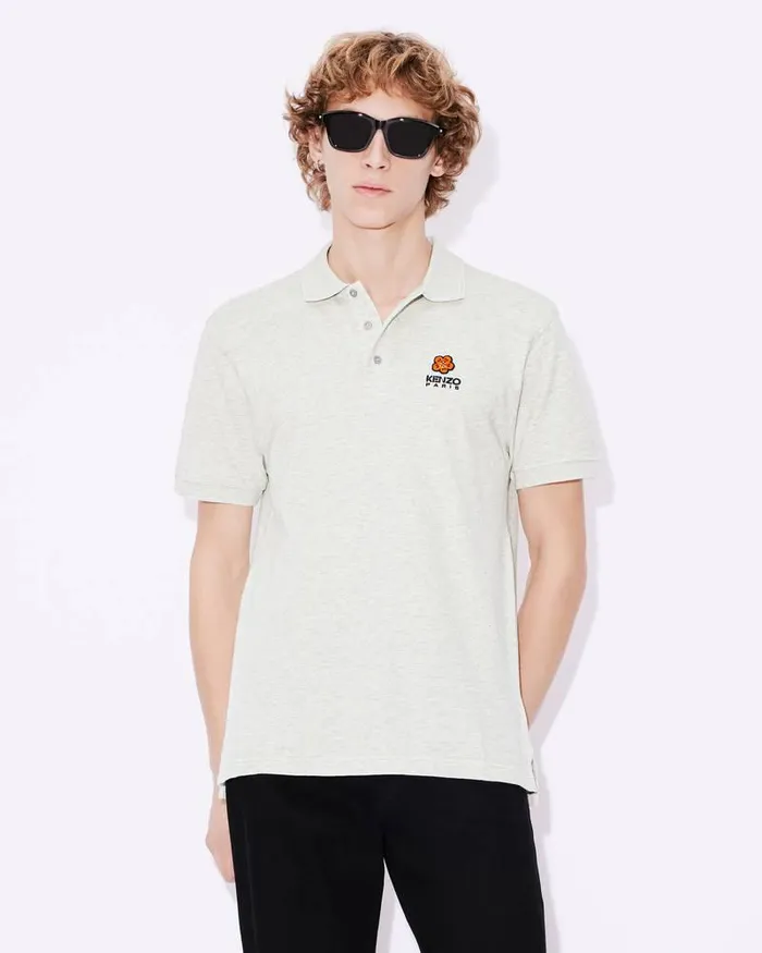 Kenzo TShirts And Polos Men 039Boke Flower039 Embroidered Polo Shirt Pale Grey
