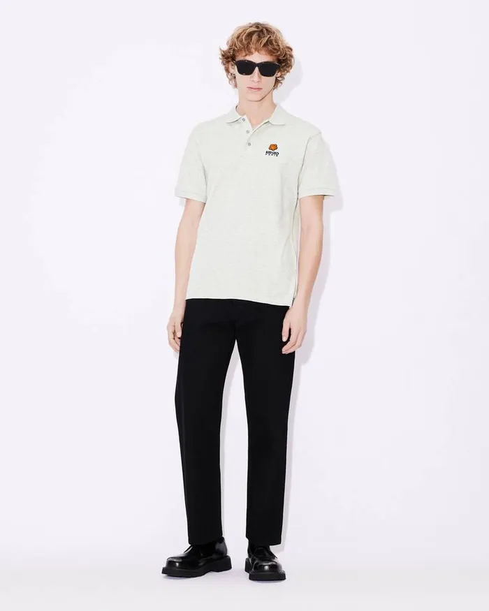 Kenzo TShirts And Polos Men 039Boke Flower039 Embroidered Polo Shirt Pale Grey